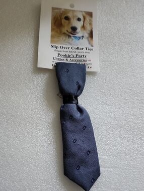Hand Crafted Navy Blue Slip-On Dog Collar Tie